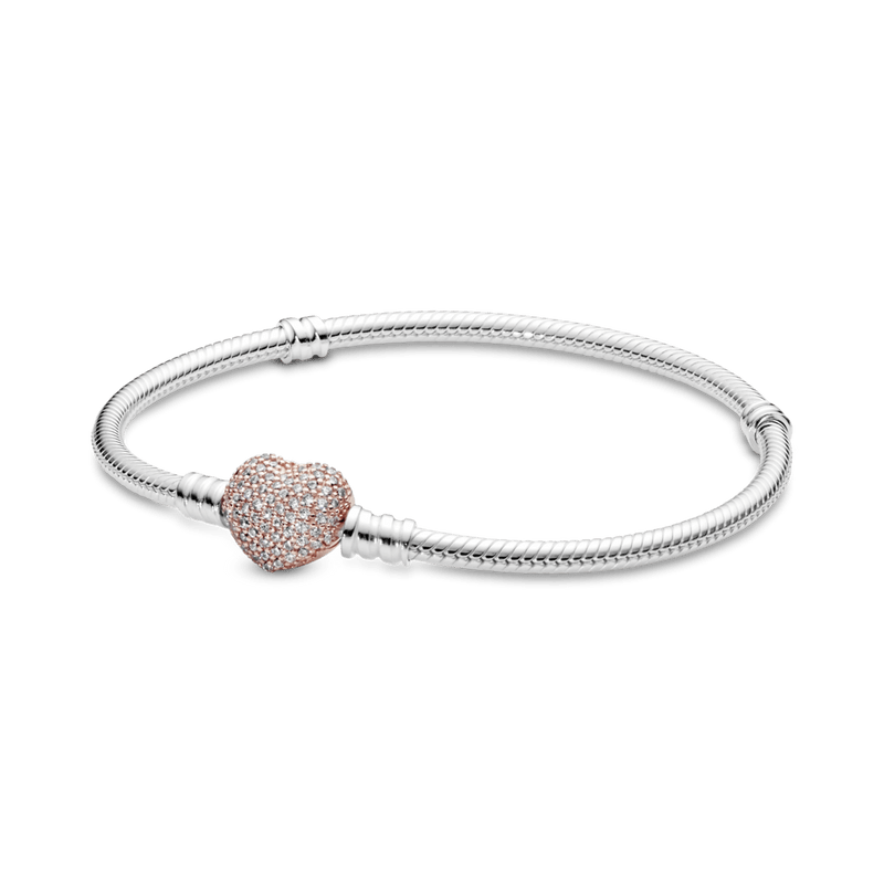 Pulsera Flexible Corazón en Pavé Rose